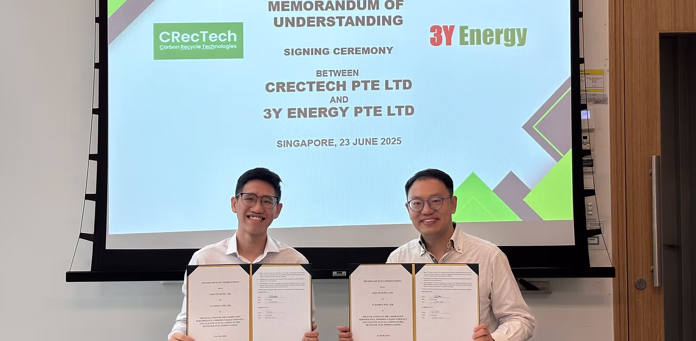 CRecTech and 3Y Energy Sign MOU to Jointly Advance Bio-Methanol as a Low-Carbon Marine Fuel